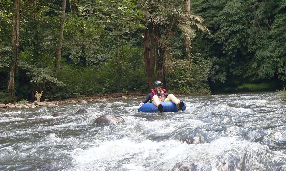 Tubing on a stretch of whitewater with LaFincaCostaRica